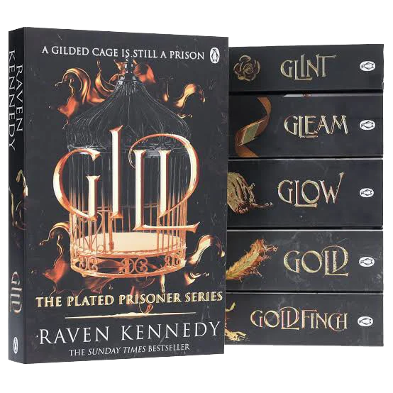 Gild box set with gold birdcage cover and Glint, Gleam, Glow, Gold, Goldfinch